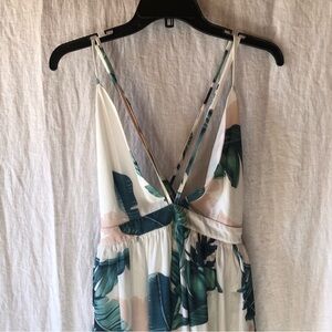 L’Atiste by Amy Palm frond pattern flowing maxi dress adjustable straps size M